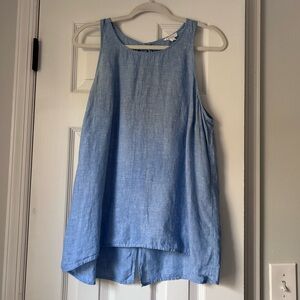 Joie Soft Denim Light Blue Sleeveless Top with Back Buttons